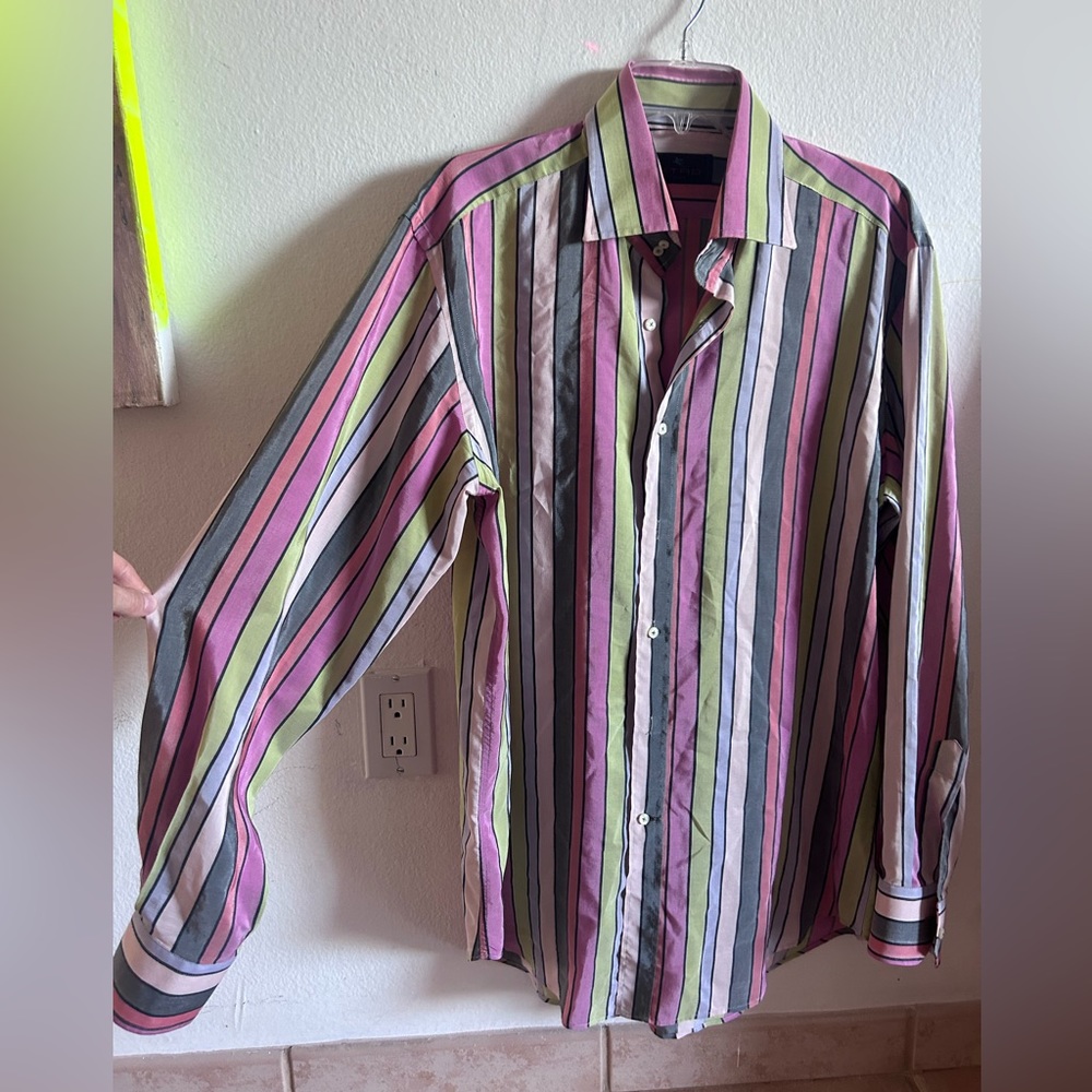 ETRO Milano silk pastel striped dress shirt